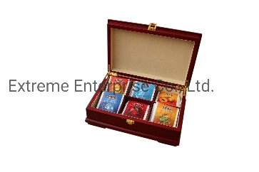 Newly Beautifully Handcrafted Rich Mahogany Wooden Tea Bag Compartment Boxes, Wooden Tea Gift Box, Tea Storage Box and Organizer Manufacturer and Wholesaler