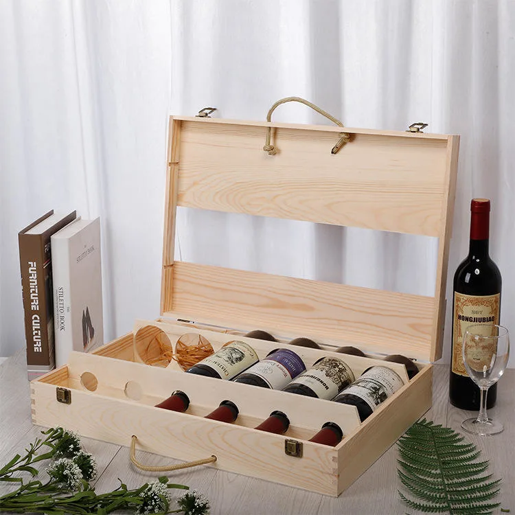 Factory Price Custom Wooden/Wood Wine Box for 6 Bottles Packing/Storage/Packaging