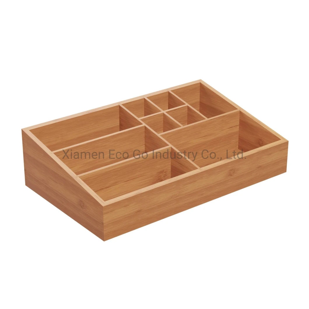 Bamboo Wood Makeup Cosmetic Storage Laptop Accessory Tray Organizer