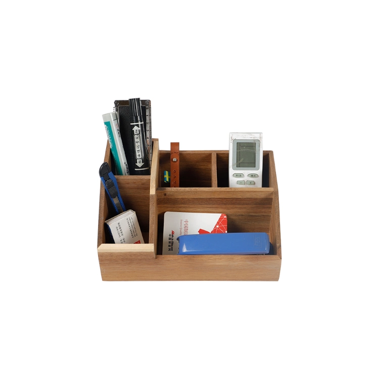 Wooden Box Storage Office Supply Wood Desk Organizer for Desk
