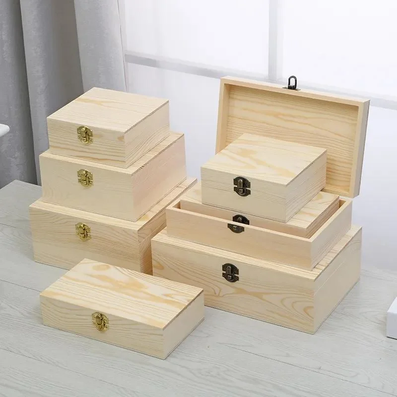 Small Gift Wooden Box Bottle Packaging Jewelry Boxes with Lock Tea Wood Storage Box