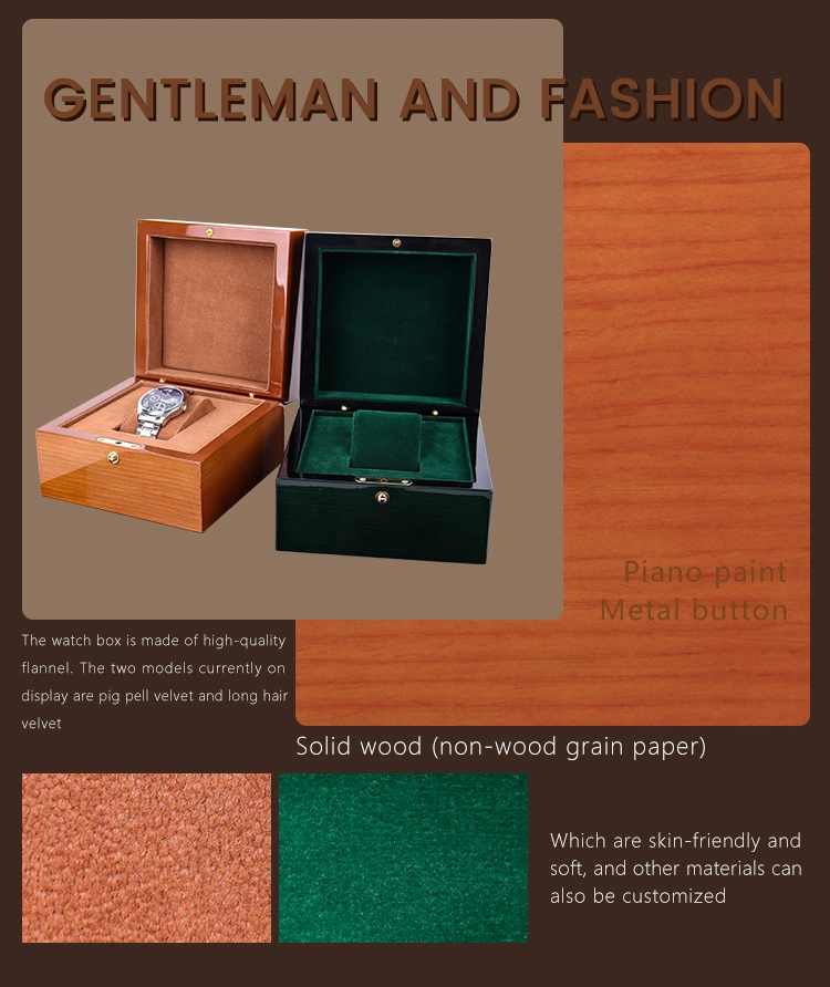Newest Style Factory Wholesale Custom Logo Brown Green Metal Button Wooden Velvet Watch Display Storage Box