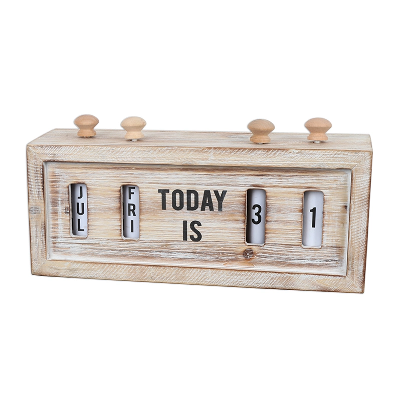 Retro Style Creative Wooden Table Calendar for Home Decoration