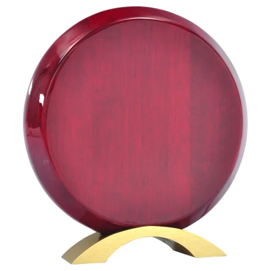 20,3 cm große, runde Auszeichnungsplakette aus Holz mit hochglänzendem Palisander-Finish und goldfarbenem Metallsockel
