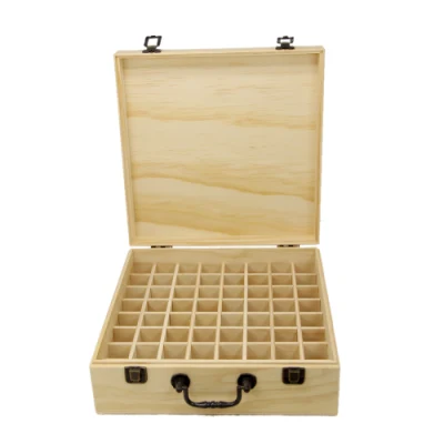 Heißer Verkauf 64 Slots Ätherisches Öl Organizer Kundenspezifische Holzaufbewahrungsboxen