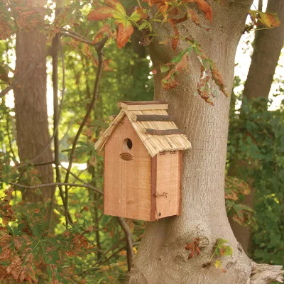 Gartengeräte und -geräte Gartenvogelhaus Holz Unvollendete hölzerne Vogelhäuschen Vogelnesthaus